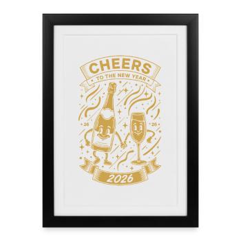 Santé au design de célébration du Nouvel An 2026 - Affiche encadrée (27 × 37 cm) - noir - Devant