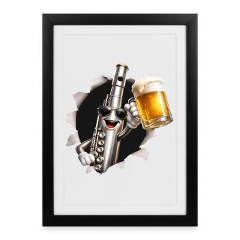 Bière à flûte - Affiche encadrée (27 × 37 cm) - noir - Devant