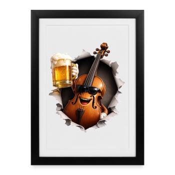 Bière au violoncelle - Affiche encadrée (27 × 37 cm) - noir - Devant