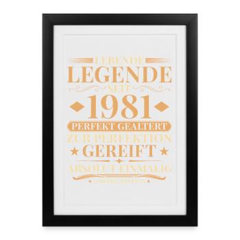 45th birthday Perfectly aged since 1981 - Framed poster (27 × 37 cm) - black - Front