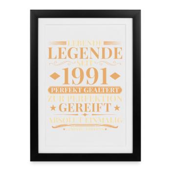 35th birthday Perfectly aged since 1991 - Framed poster (27 × 37 cm) - black - Front