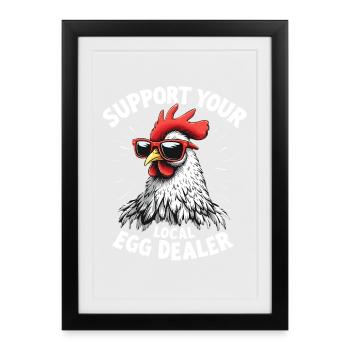 Soutenez votre vendeur local d’œufs - Affiche encadrée (27 × 37 cm) - noir - Devant