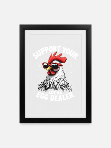 Soutenez votre vendeur local d’œufs - Affiche encadrée (27 × 37 cm) - noir