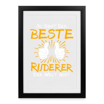 Idée de cadeau pour rameurs - Affiche encadrée (27 × 37 cm) - noir - Devant