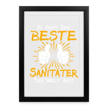 Idée cadeau pour les ambulanciers - Affiche encadrée (27 × 37 cm) - noir - Devant