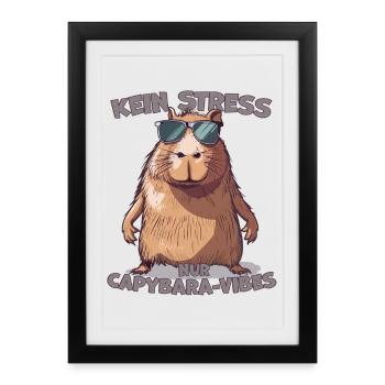 Capybara dit : pas de stress, seulement des vibrations - Affiche encadrée (27 × 37 cm) - noir - Devant