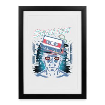 Signal a perdu le design de bugs rétro de science-fiction - Affiche encadrée (27 × 37 cm) - noir - Devant