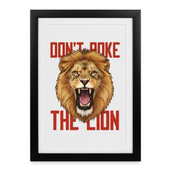 Don't Poke The Lion - Roaring Lion Design - Framed poster (27 × 37 cm) - black - Front