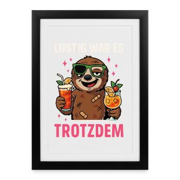 C’était drôle que c’était une chemise, une chemise de fête du paresseux chat - Affiche encadrée (27 × 37 cm) - noir - Devant