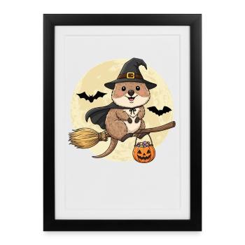 Sweet Quokka Witch Halloween - Framed poster (27 × 37 cm) - black - Front