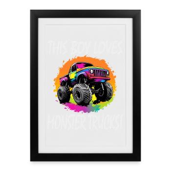 Garçon d’amour des camions monstres - Affiche encadrée (27 × 37 cm) - noir - Devant