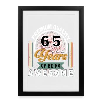 65 Jahre Großartig Jubiläumsdesign - Gerahmtes Poster (27 × 37 cm) - Schwarz - Vorne