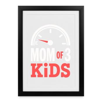 Mom Of 3 Kids Tank leer Mutter Humor - Gerahmtes Poster (27 × 37 cm) - Schwarz - Vorne
