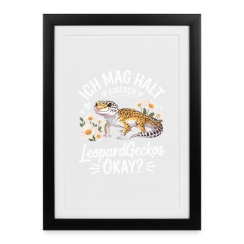 LeopardGecko Flower Joke Okay? - Framed poster (27 × 37 cm) - black - Front