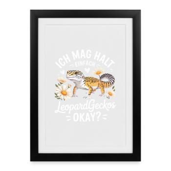 Léopard Gecko Fleur Blague Chemise - Affiche encadrée (27 × 37 cm) - noir - Devant