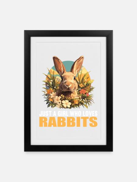 Hasen Hase - Gerahmtes Poster (27 × 37 cm) - Schwarz