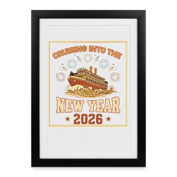 Voyages pyrotechniques en croisière dans la nouvelle année 2026 - Affiche encadrée (27 × 37 cm) - noir - Devant