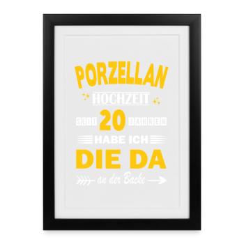 Mariage en porcelaine 20e anniversaire de mariage Anniversaire de mariage - Affiche encadrée (27 × 37 cm) - noir - Devant