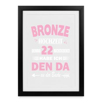 Mariage de bronze 22e anniversaire de mariage Épouse - Affiche encadrée (27 × 37 cm) - noir - Devant