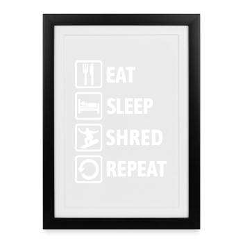 Mange, dors, déchiquet, répétez - Snowboard - Affiche encadrée (27 × 37 cm) - noir - Devant
