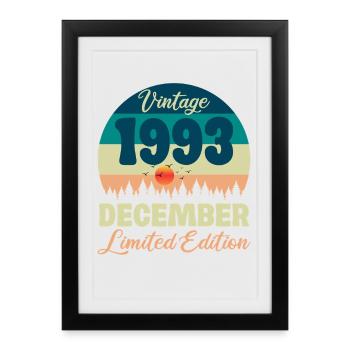 Anniversaire Décembre 1993 Cadeau D'anniversaire  - Affiche encadrée (27 × 37 cm) - noir - Devant