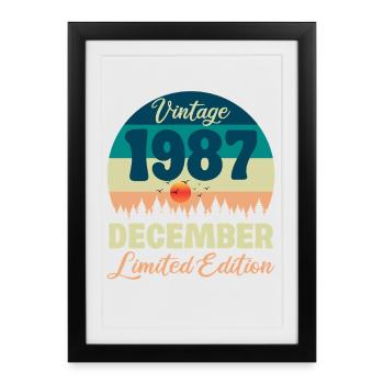 Anniversaire Décembre 1987 Cadeau D'anniversaire  - Affiche encadrée (27 × 37 cm) - noir - Devant