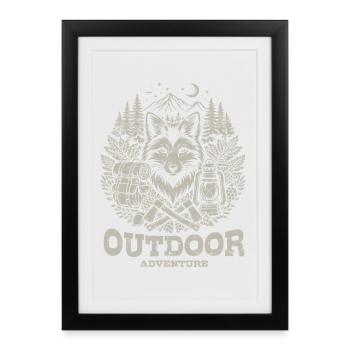 Aventure en plein air | Nature - Camping - Randonnée - Affiche encadrée (27 × 37 cm) - noir - Devant