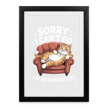 Chat domestique drôle d’intérieur - Affiche encadrée (27 × 37 cm) - noir - Devant