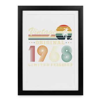 Original 1968 Vintage Vintage Anniversaire Rétro - Affiche encadrée (27 × 37 cm) - noir - Devant