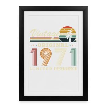 Original 1971 Vintage Cadeau  Anniversaire Rétro - Affiche encadrée (27 × 37 cm) - noir - Devant