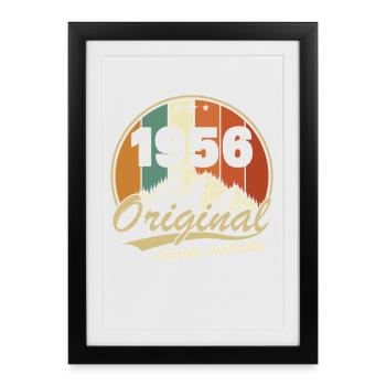 1956 Vintage Rétro Cadeau D'anniversaire - Affiche encadrée (27 × 37 cm) - noir - Devant