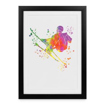 Ski alpin Sports d’hiver Ski nordique - Affiche encadrée (27 × 37 cm) - noir - Devant