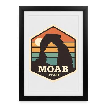 Arche du désert de Moab, Utah, coucher de soleil rétro - Affiche encadrée (27 × 37 cm) - noir - Devant