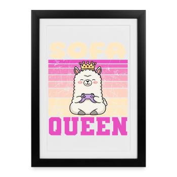 Lama gamerin - Gerahmtes Poster (27 × 37 cm) - Schwarz - Vorne