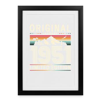 75e anniversaire Original janvier Né en 1951 - Affiche encadrée (27 × 37 cm) - noir - Devant