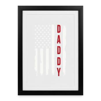Papa Drapeau des États-Unis Père patriotique Amérique - Affiche encadrée (27 × 37 cm) - noir - Devant