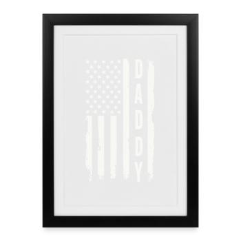 Papa Drapeau des États-Unis Père patriotique Amérique - Affiche encadrée (27 × 37 cm) - noir - Devant