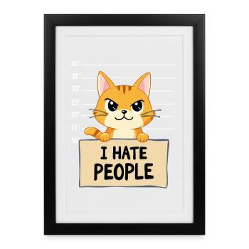Griesgrämige Katze I Hate People Polizeifoto - Framed poster (27 × 37 cm) - black - Front