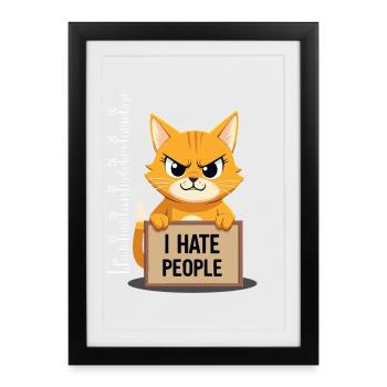 Griesgrämige Katze I Hate People Polizeifoto - Framed poster (27 × 37 cm) - black - Front