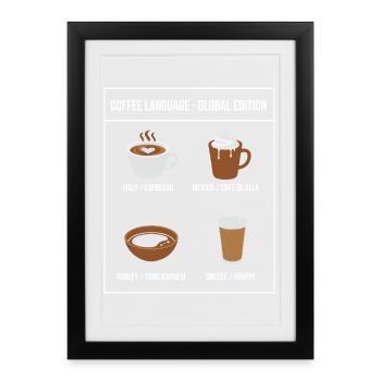 Édition mondiale de Coffee Language - Affiche encadrée (27 × 37 cm) - noir - Devant