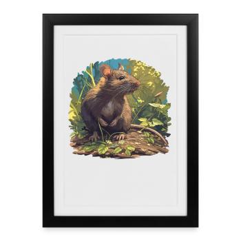 Rat Rat - Affiche encadrée (27 × 37 cm) - noir - Devant
