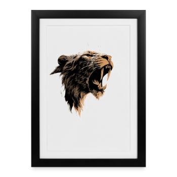 Tigre à dents de sabre Smilodon Grand chat Tigre à dents de sabre - Affiche encadrée (27 × 37 cm) - noir - Devant
