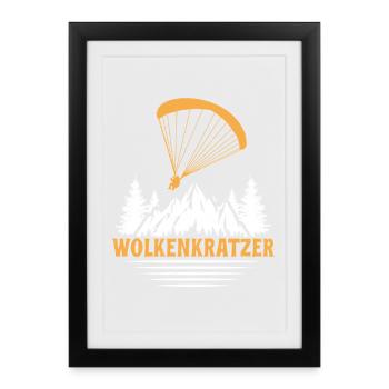 Parapente GRATTE-CIEL DRÔLE - Affiche encadrée (27 × 37 cm) - noir - Devant
