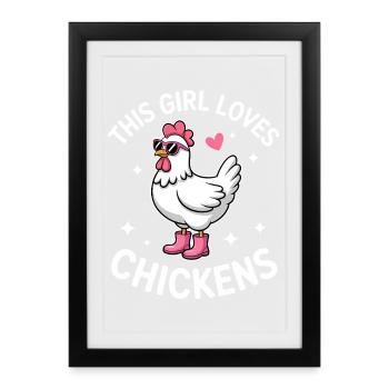 Poulet qui dit poulet Drôle de cadeau de poulet - Affiche encadrée (27 × 37 cm) - noir - Devant