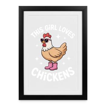 Poulet qui dit poulet Drôle de cadeau de poulet - Affiche encadrée (27 × 37 cm) - noir - Devant
