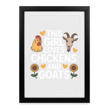 Hühner Ziegen Spruch Huhn Lustiges Hühner Geschenk - Gerahmtes Poster (27 × 37 cm) - Schwarz - Vorne