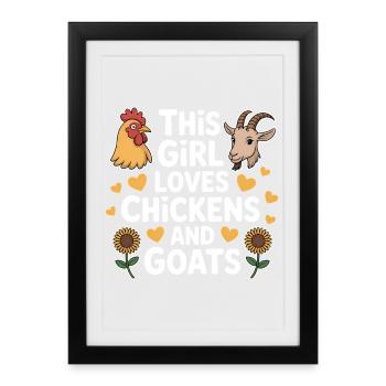 Hühner Ziegen Spruch Huhn Lustiges Hühner Geschenk - Gerahmtes Poster (27 × 37 cm) - Schwarz - Vorne