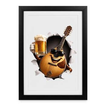 Mandoline Instrument de musique de bière - Affiche encadrée (27 × 37 cm) - noir - Devant