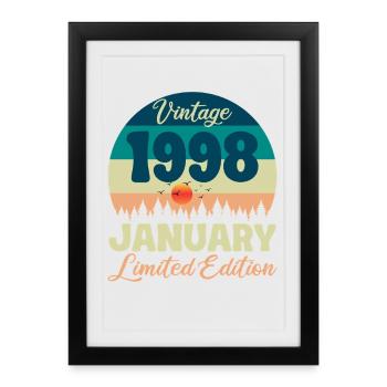 Anniversaire Janvier 1998 Cadeau Vintage Limited - Affiche encadrée (27 × 37 cm) - noir - Devant