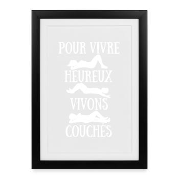 To live happily let's live in bed - Framed poster (27 × 37 cm) - black - Front